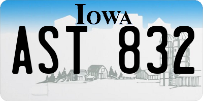 IA license plate AST832