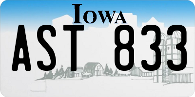 IA license plate AST833