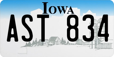 IA license plate AST834