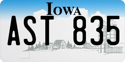 IA license plate AST835