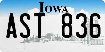 IA license plate AST836