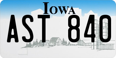 IA license plate AST840