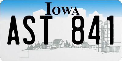 IA license plate AST841