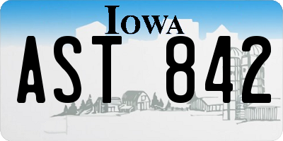 IA license plate AST842