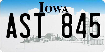 IA license plate AST845