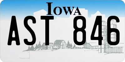 IA license plate AST846