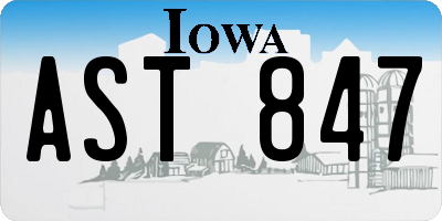 IA license plate AST847