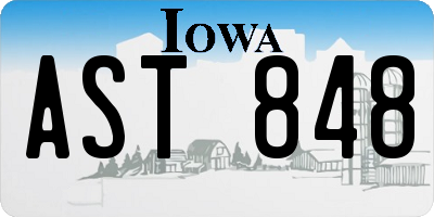 IA license plate AST848