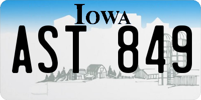 IA license plate AST849