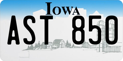 IA license plate AST850