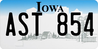 IA license plate AST854