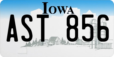 IA license plate AST856