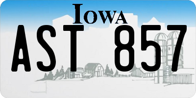 IA license plate AST857