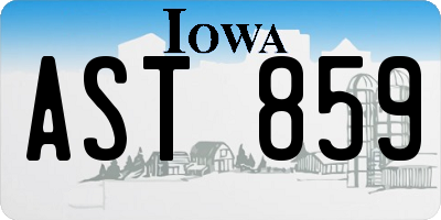 IA license plate AST859