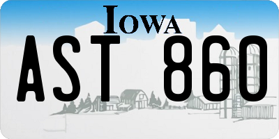IA license plate AST860