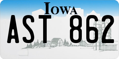 IA license plate AST862