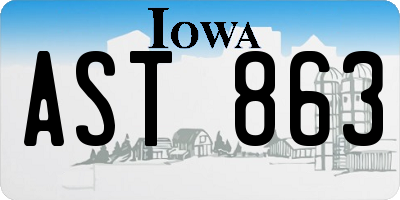 IA license plate AST863