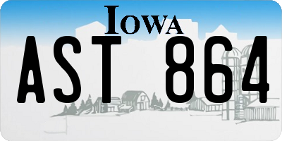 IA license plate AST864