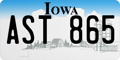 IA license plate AST865