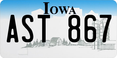 IA license plate AST867