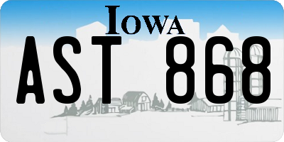 IA license plate AST868
