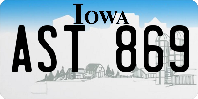 IA license plate AST869