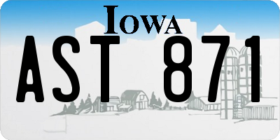 IA license plate AST871