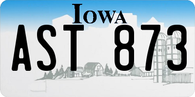 IA license plate AST873