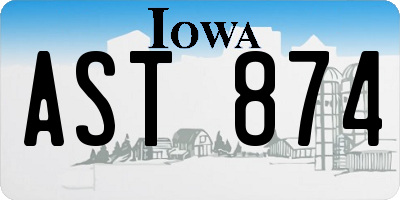 IA license plate AST874