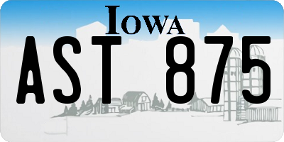 IA license plate AST875