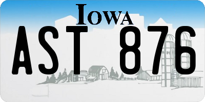 IA license plate AST876
