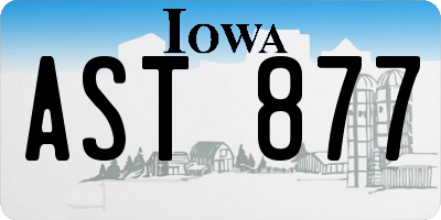 IA license plate AST877