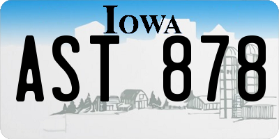 IA license plate AST878
