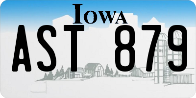 IA license plate AST879