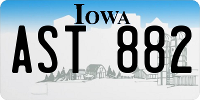 IA license plate AST882