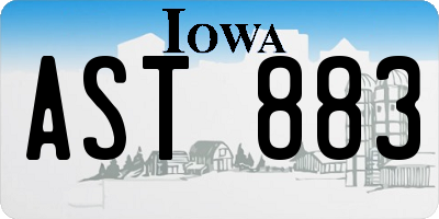 IA license plate AST883