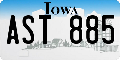 IA license plate AST885