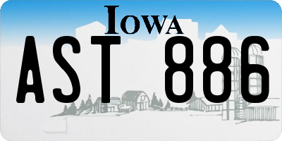 IA license plate AST886