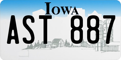 IA license plate AST887