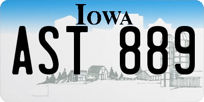 IA license plate AST889