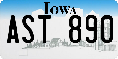 IA license plate AST890