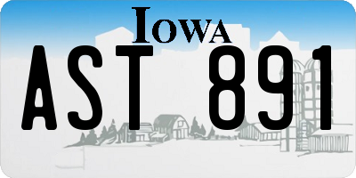 IA license plate AST891