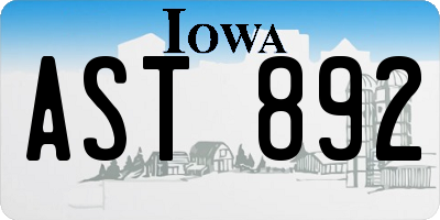 IA license plate AST892