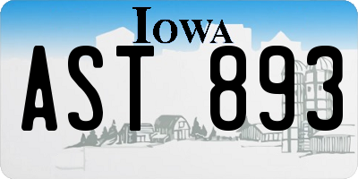 IA license plate AST893