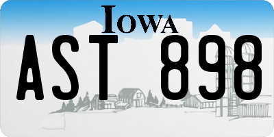 IA license plate AST898