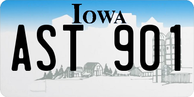IA license plate AST901