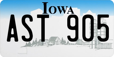 IA license plate AST905