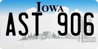 IA license plate AST906