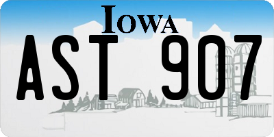 IA license plate AST907