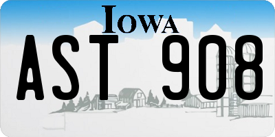 IA license plate AST908